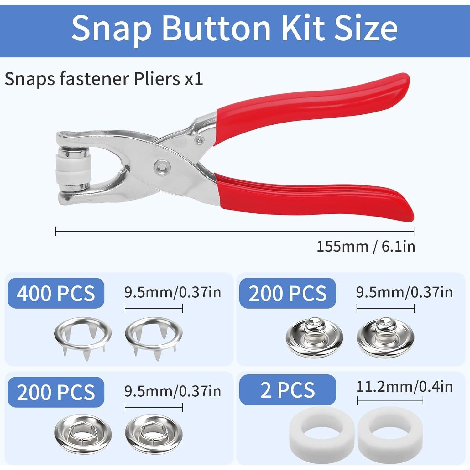 Kit de Botones a Presión Vintrex 200Set - 803 Piezas Metal