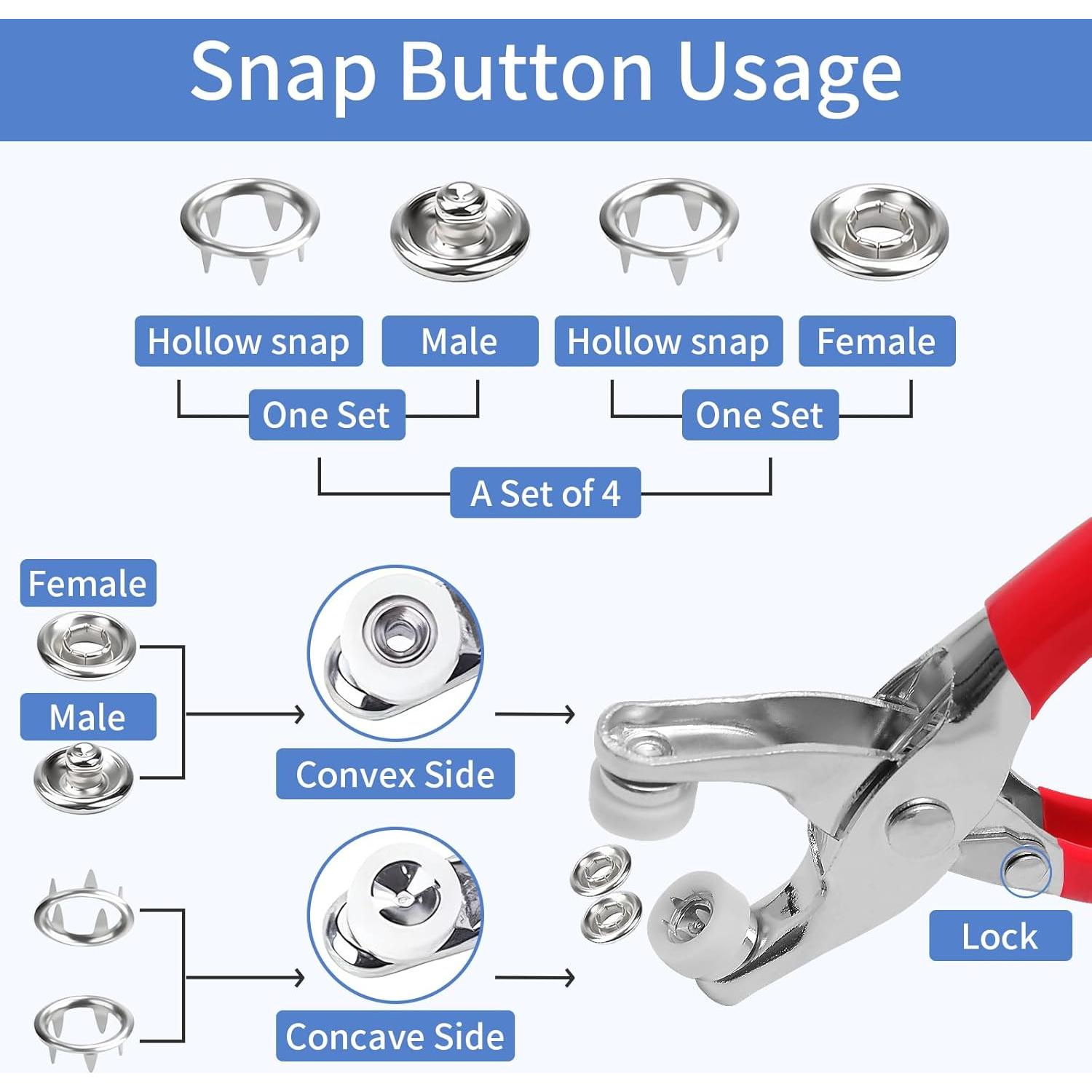 Kit de Botones a Presión Vintrex 200Set - 803 Piezas Metal