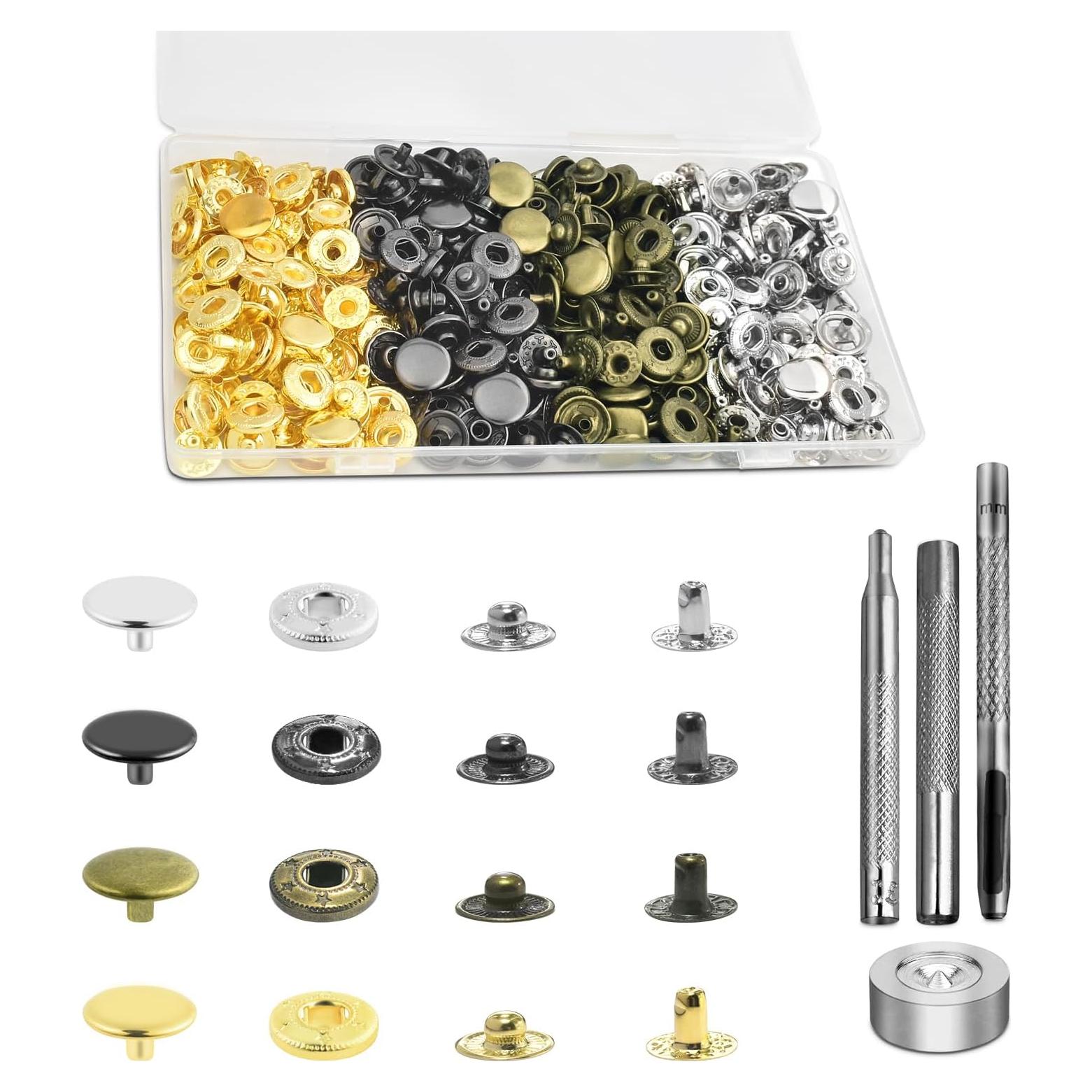 Kit de Botones a Presión ManTangSun 100 Juegos 10mm Metal