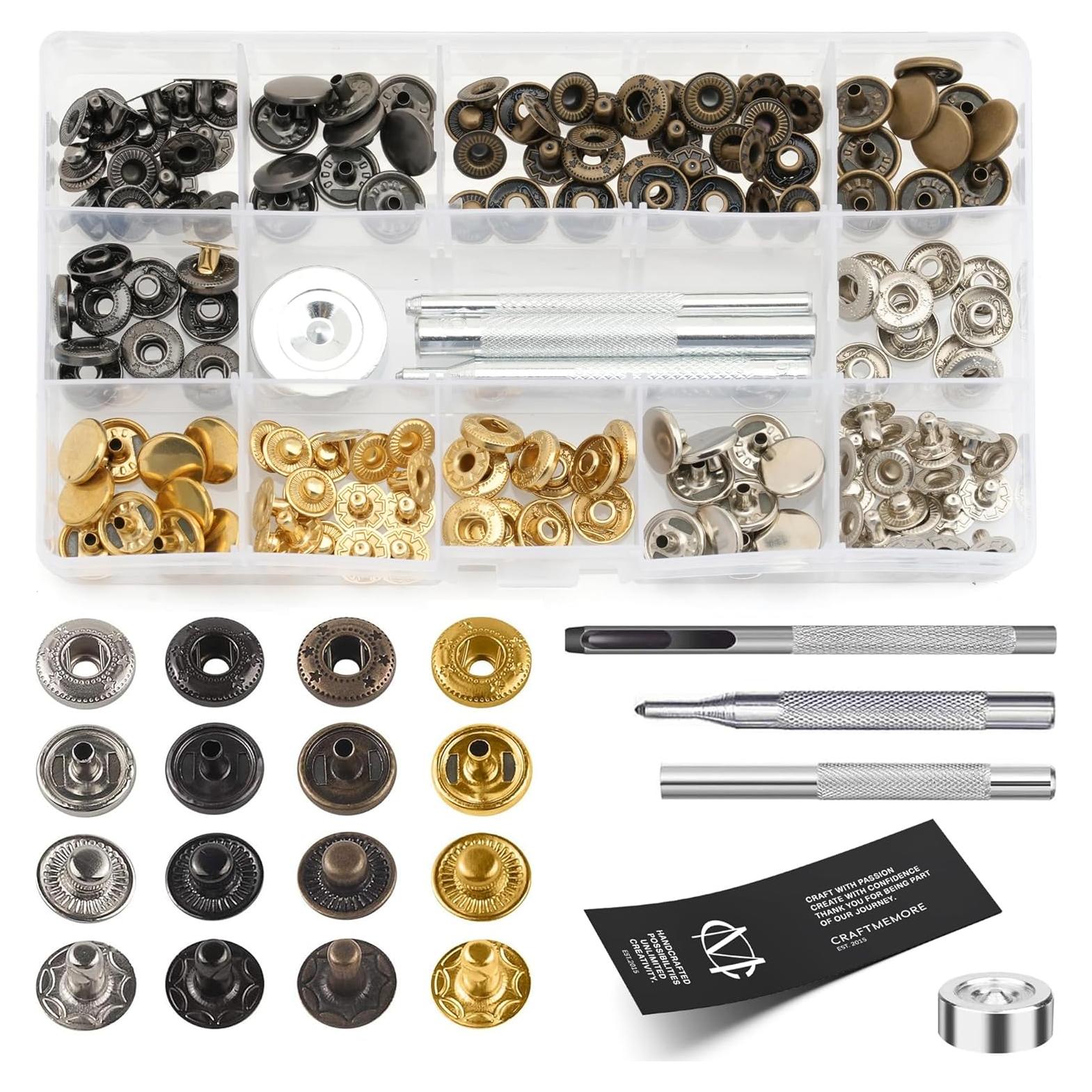 Kit de Broches a Presión CRAFTMEMORE 40 Juegos 12.5mm Metálicos