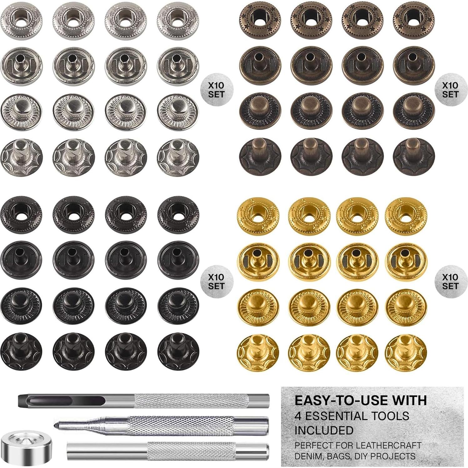 Kit de Broches a Presión CRAFTMEMORE 40 Juegos 12.5mm Metálicos