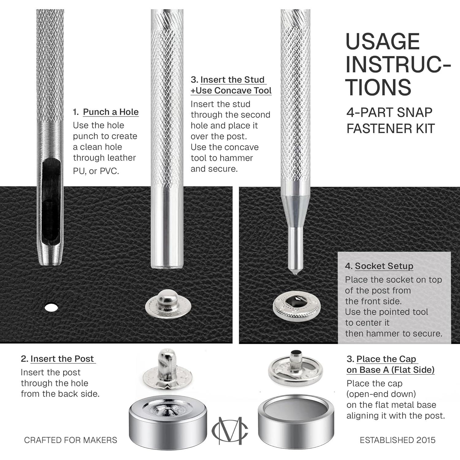 Kit de Broches a Presión CRAFTMEMORE 40 Juegos 12.5mm Metálicos