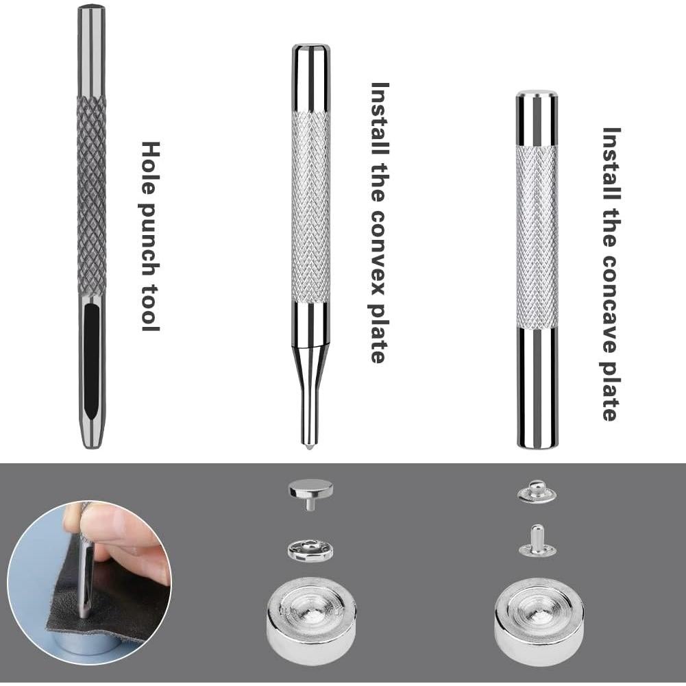 Kit de 120 Botones a Presión TLKKUE 10mm con Martillo y Herramientas