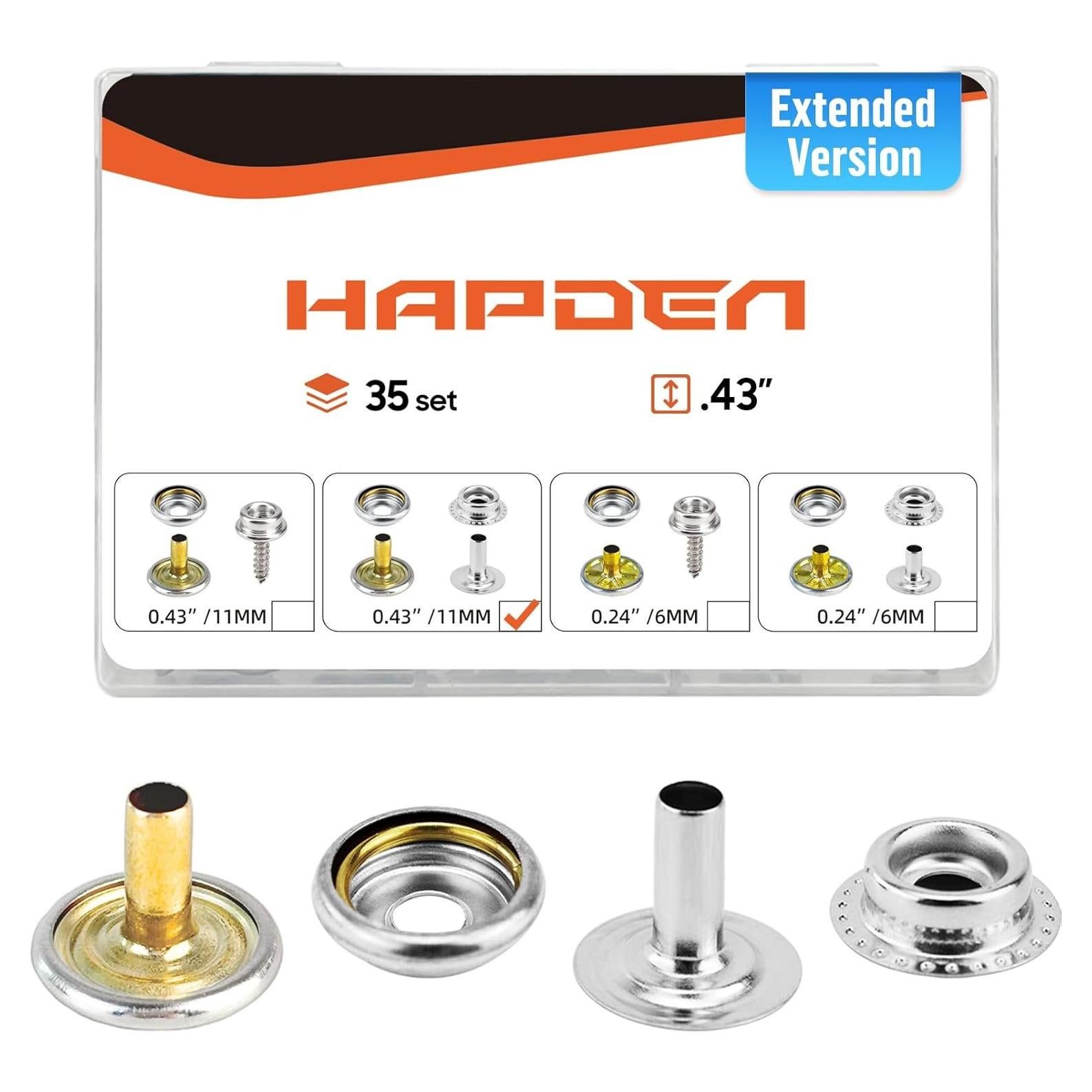 Kit de Botones de Lona HAPDEN 140 Piezas Acero Inoxidable