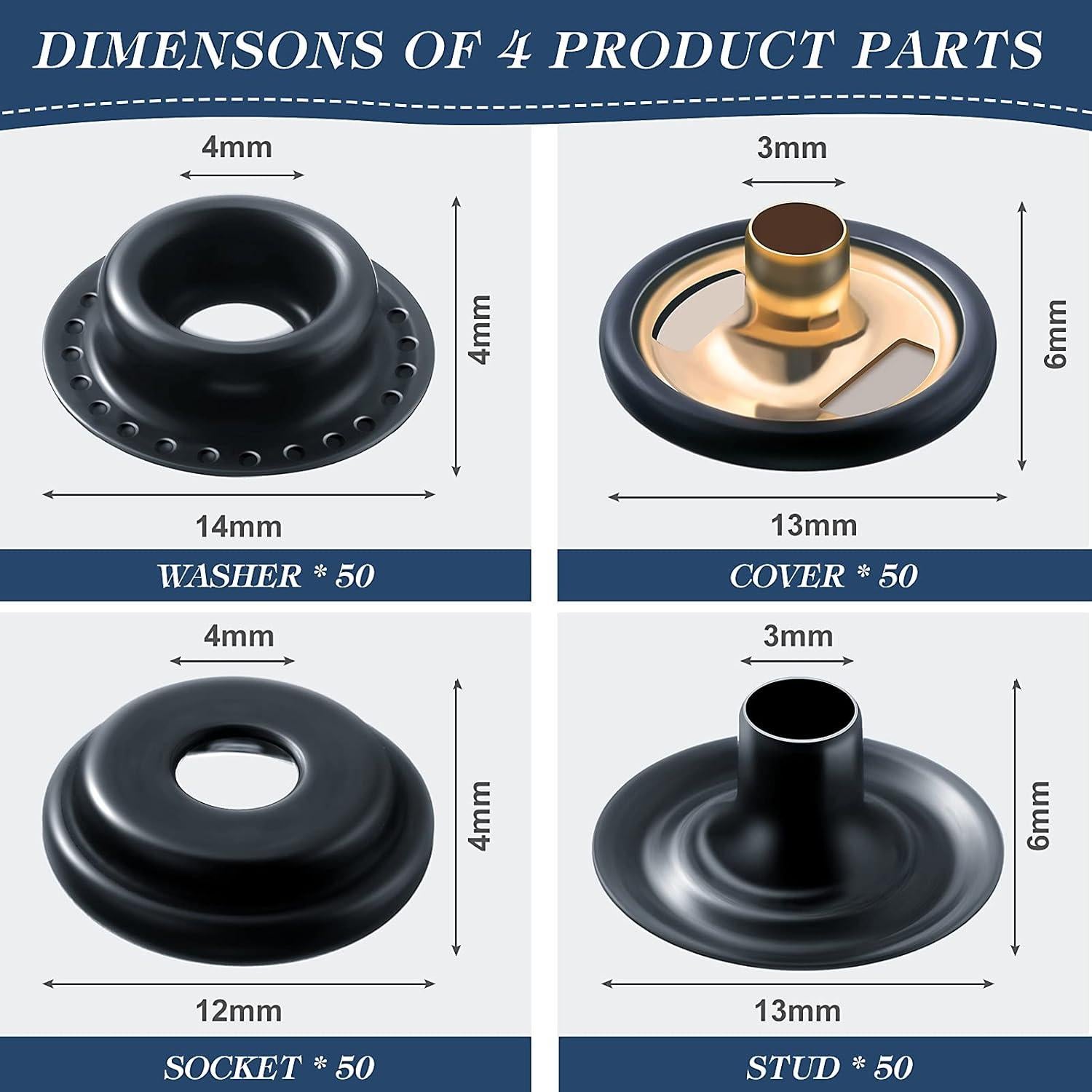 Kit de Broches a Presión Mudder - 12 Juegos con Herramientas