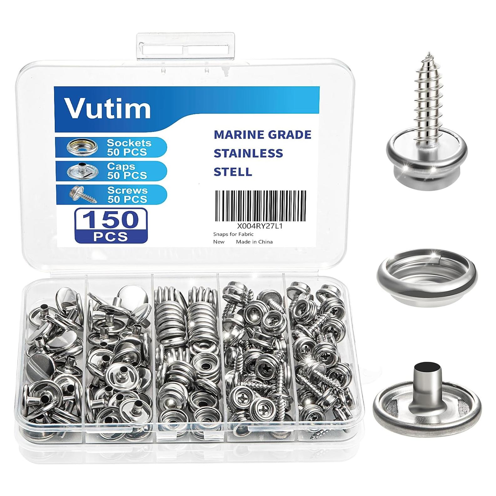 Juego de Botones de Lona Vutim 150 PCS Acero Inoxidable 0.95 cm