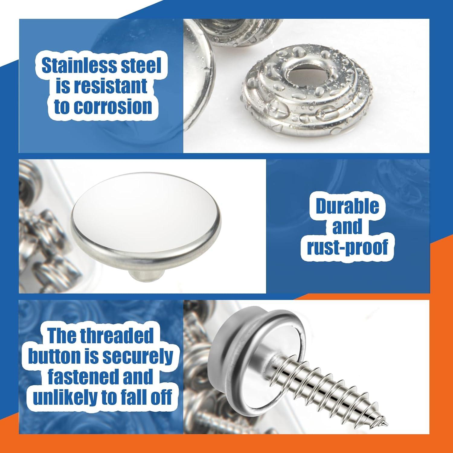 Juego de Botones de Lona Vutim 150 PCS Acero Inoxidable 0.95 cm