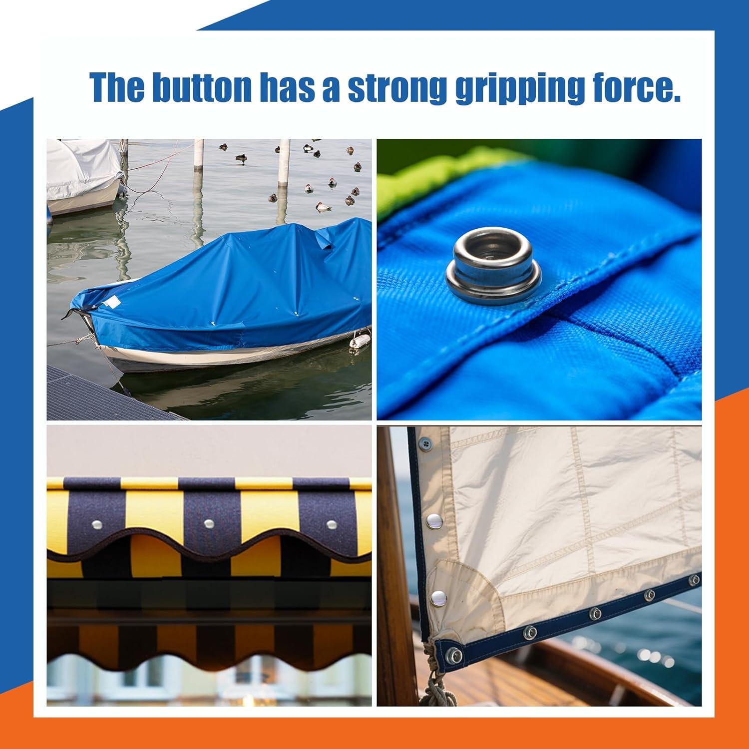 Juego de Botones de Lona Vutim 150 PCS Acero Inoxidable 0.95 cm