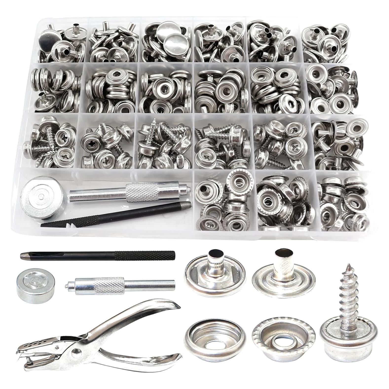 Kit de Botones de Lienzo 324 Piezas Acero Inoxidable DIY