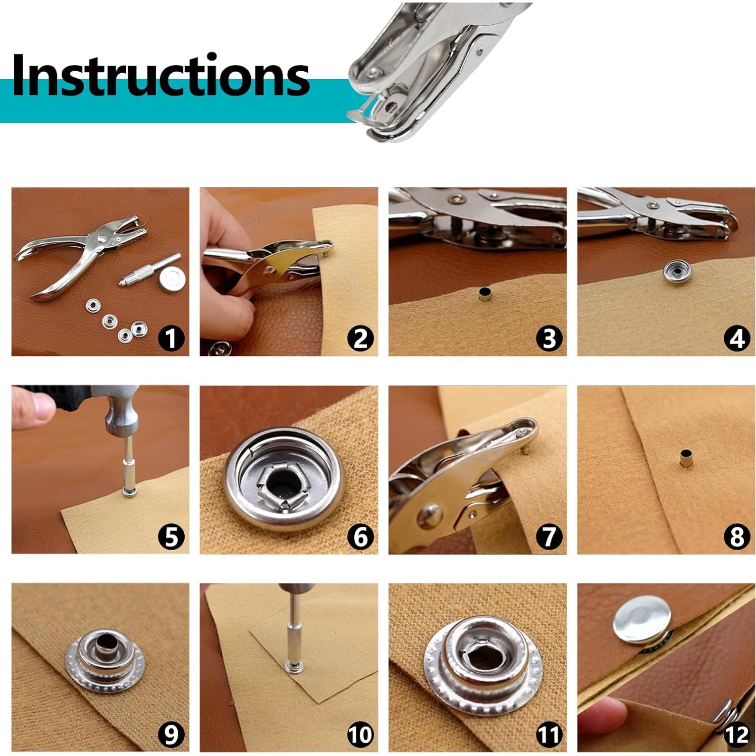 Kit de Botones de Lienzo 324 Piezas Acero Inoxidable DIY
