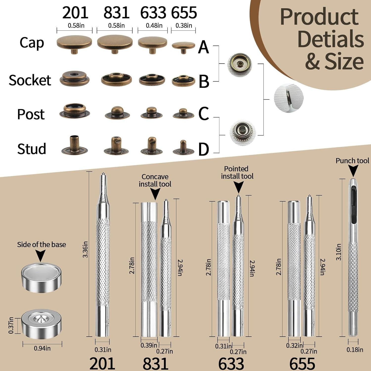 Kit de Broches de Presión Ofone - 40 Juegos + 9 Herramientas