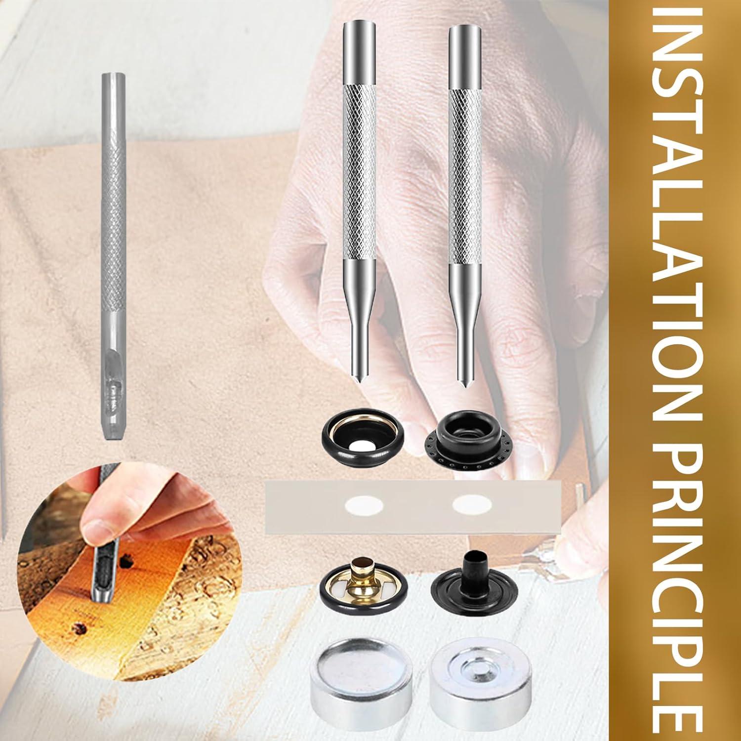 Kit de Broches de Presión MIFOLEU 320 Piezas 15mm Acero Inoxidable