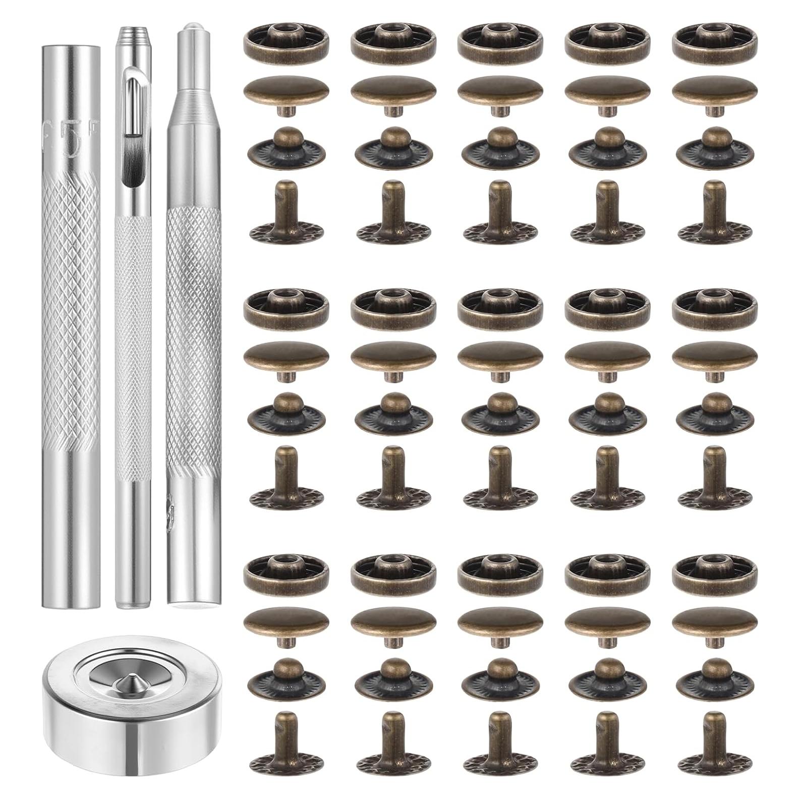 Kit de Sujetadores a Presión FdcZeyxior 50 Botones Bronce 10mm