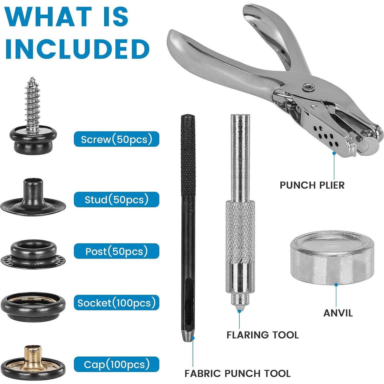 Kit de Botones de Lona Titoe 354PCS Acero Inoxidable Marino