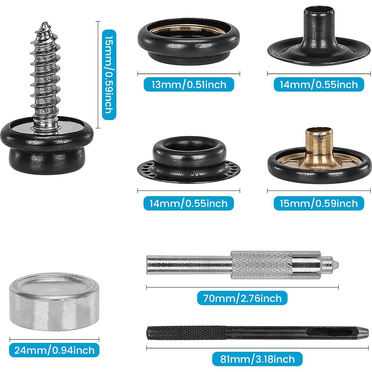 Kit de Botones de Lona Titoe 354PCS Acero Inoxidable Marino
