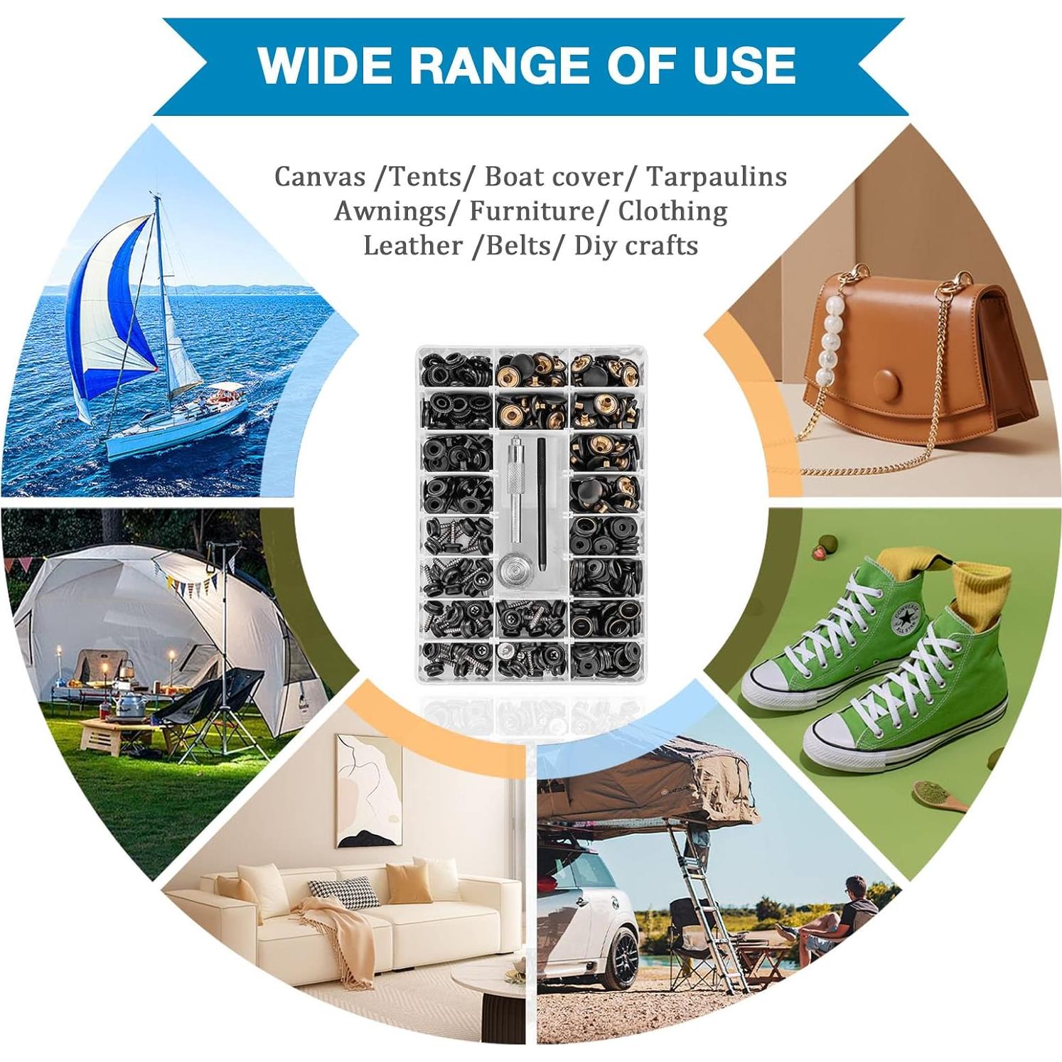 Kit de Botones de Lona Titoe 354PCS Acero Inoxidable Marino