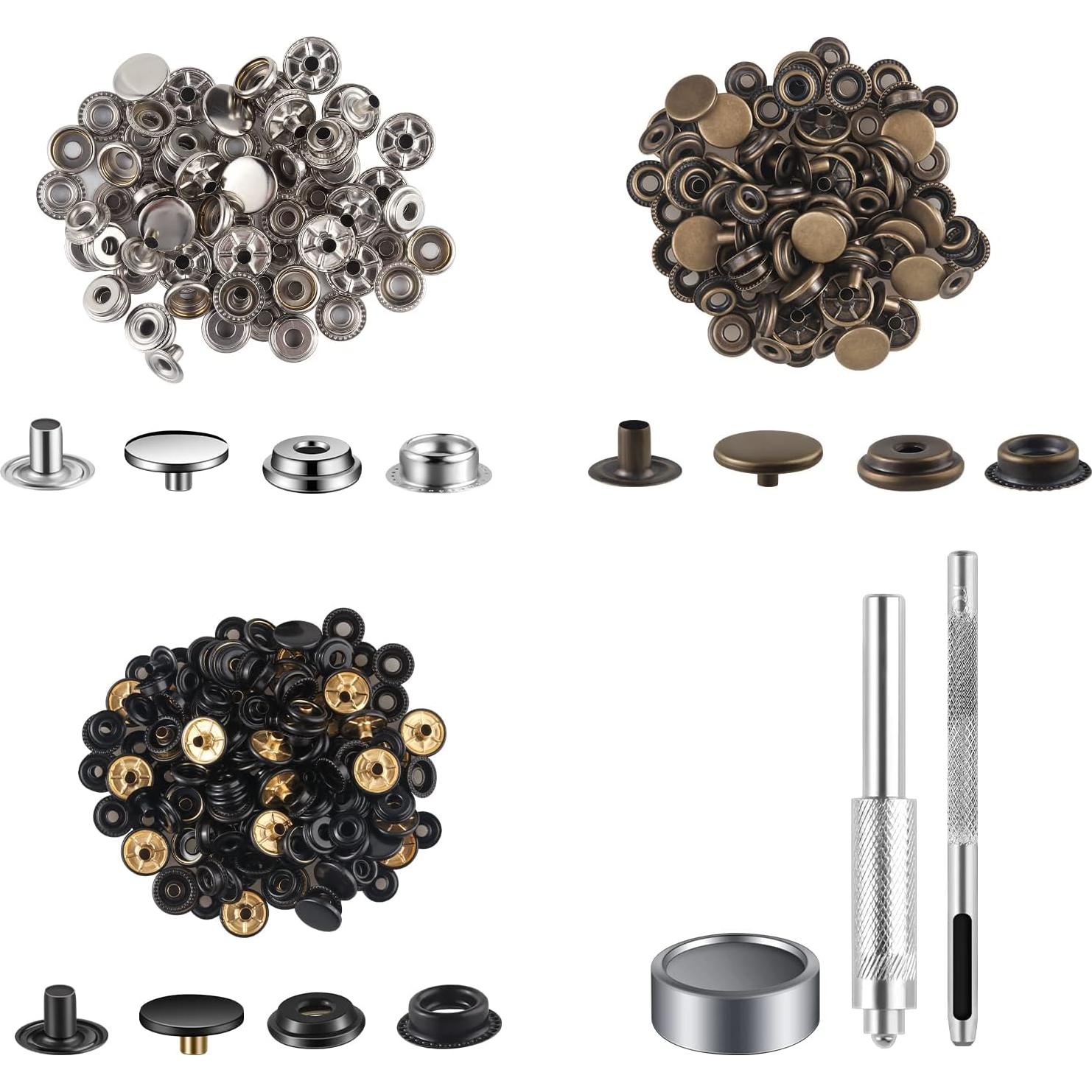 Kit de Botones a Presión Moocci 420 Piezas 15mm para Tela y Cuero