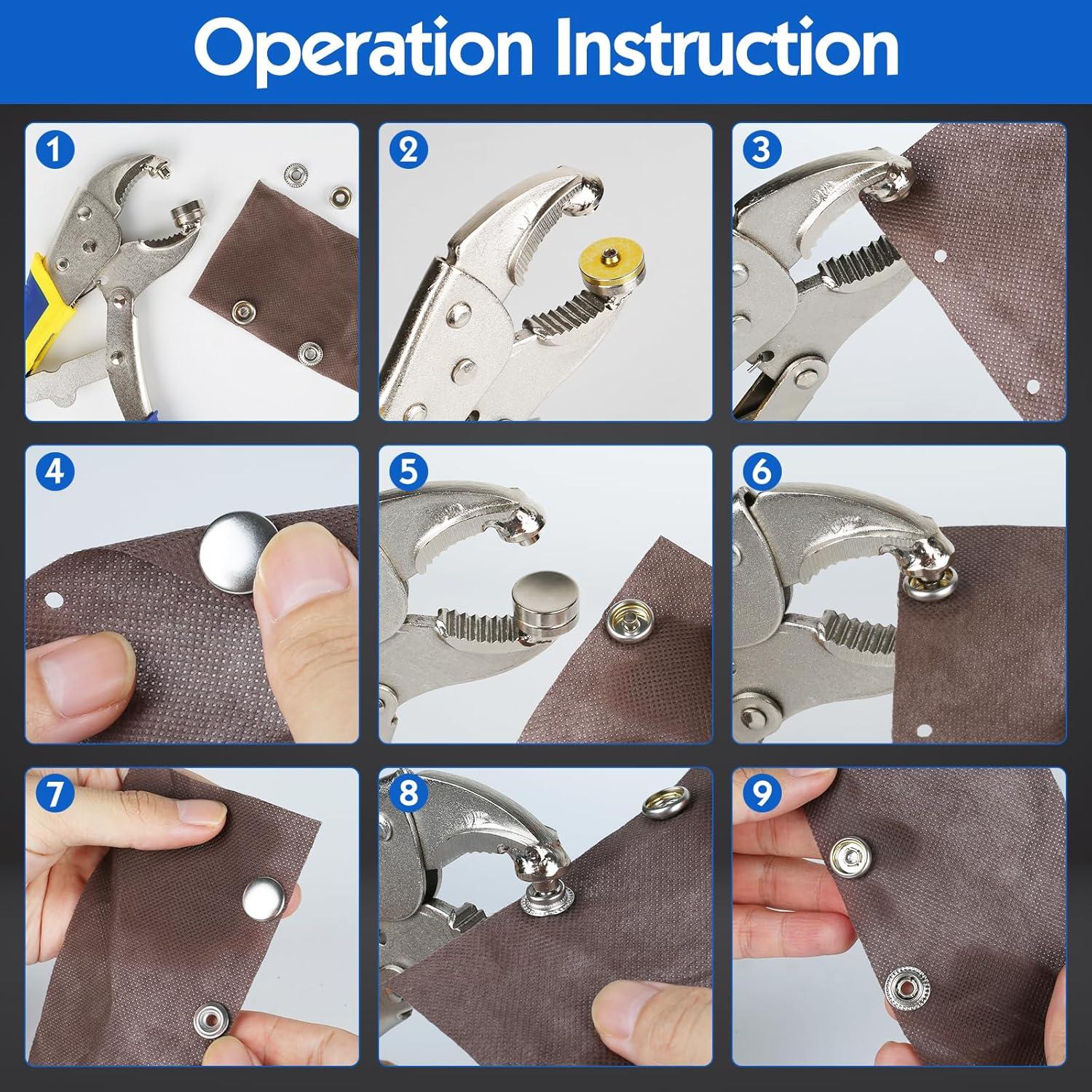Kit de Herramienta de Botón a Presión YZS - 3 Troqueles + 10 Botones 15mm