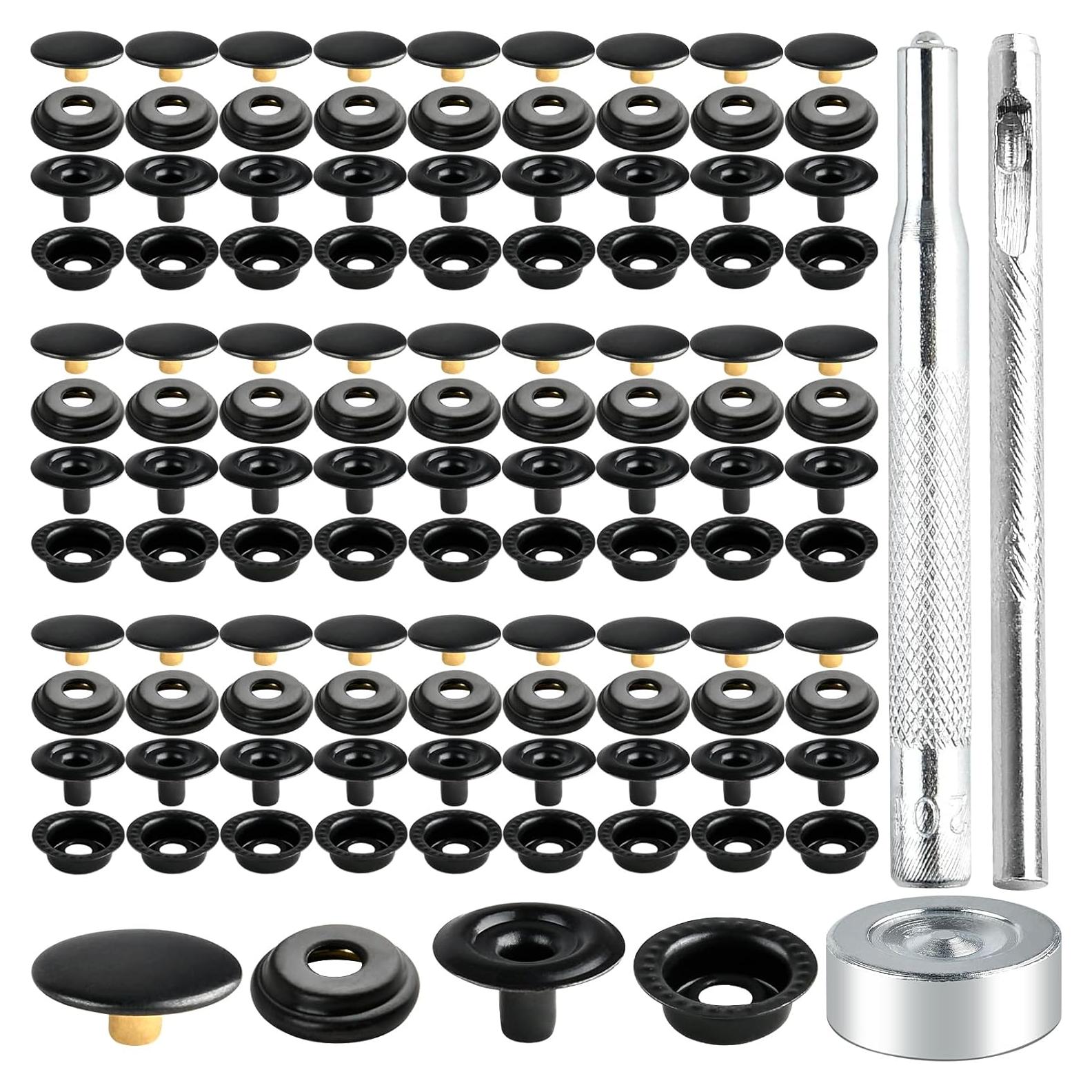 Kit de 300 Botones a Presión de Metal Aemygo 15mm Negros