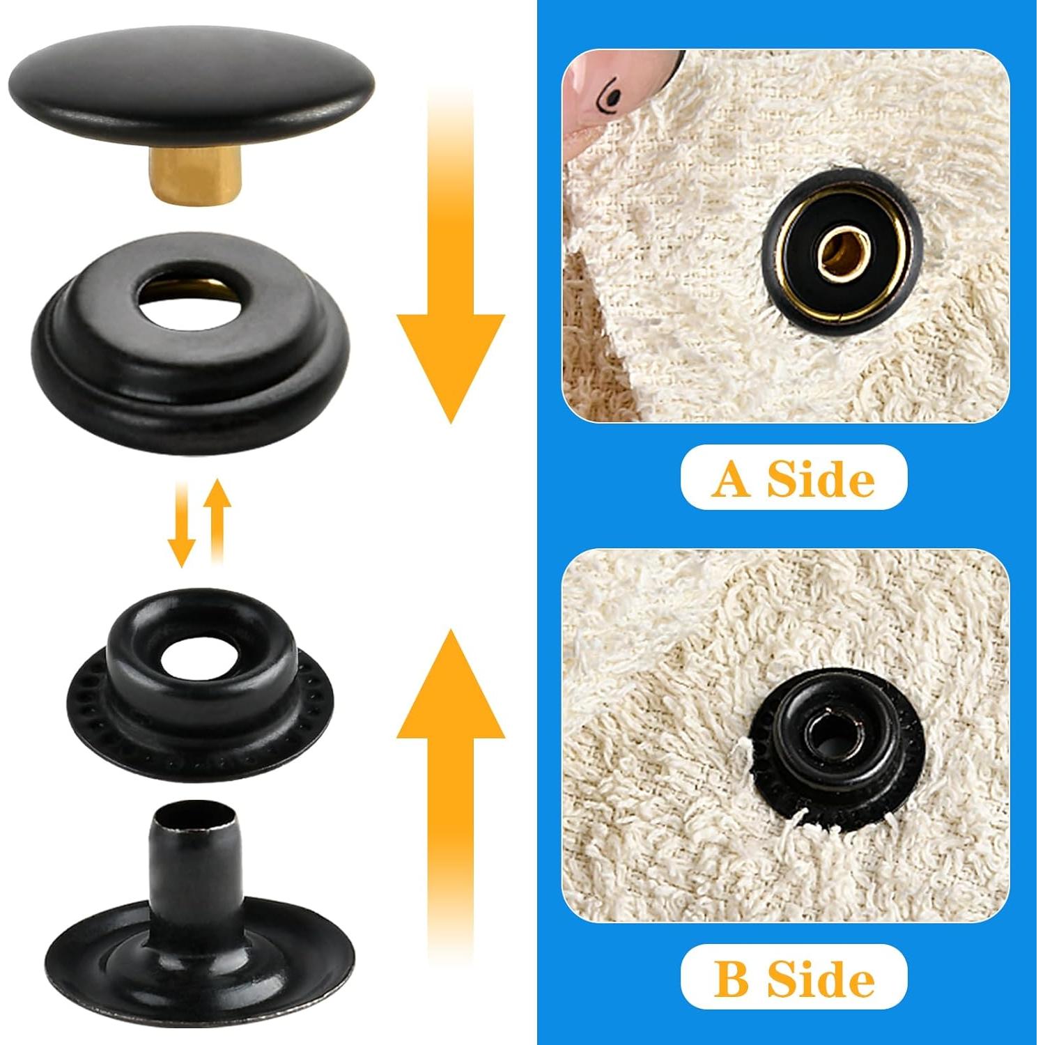 Kit de 300 Botones a Presión de Metal Aemygo 15mm Negros