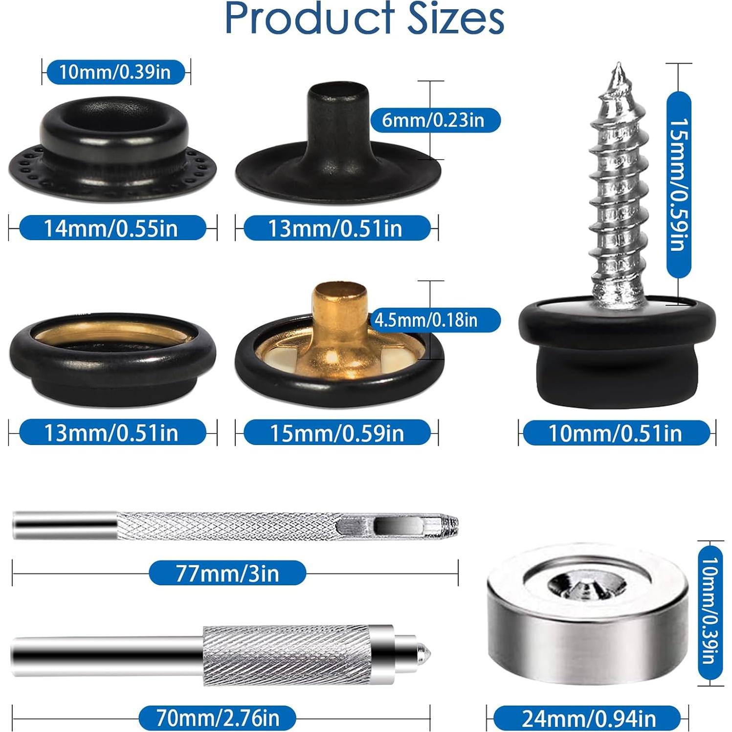 Kit de Botones a Presión WEIII 50 Piezas Acero Inoxidable