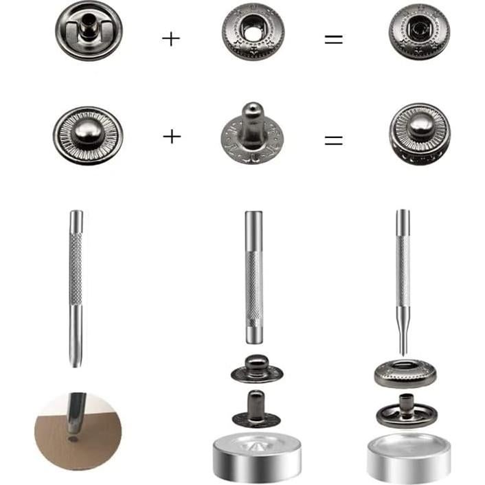 Kit de Botones a Presión CURTEK 360 Piezas 15mm 6 Colores