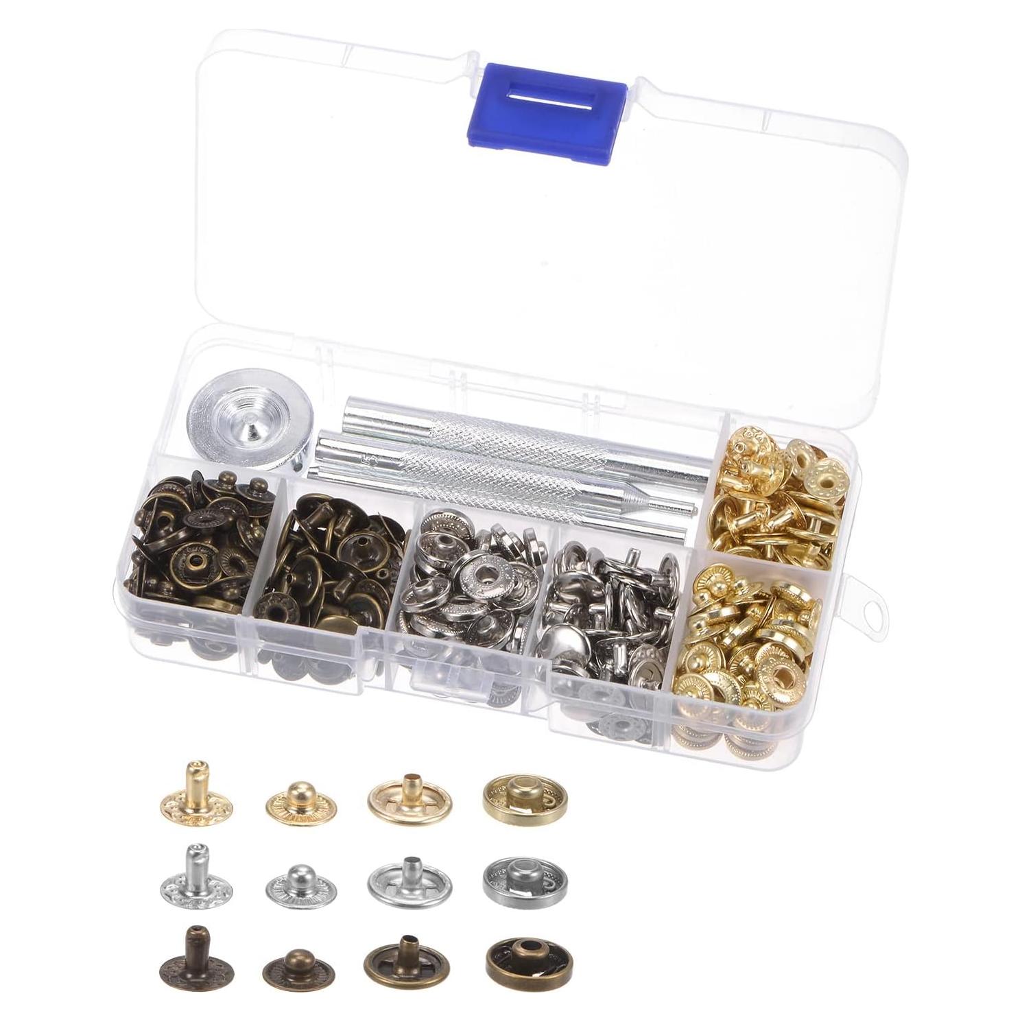 Kit de 90 Botones de Presión uxcell 10mm con Herramientas