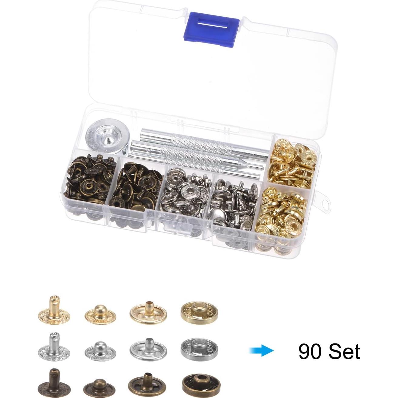 Kit de 90 Botones de Presión uxcell 10mm con Herramientas