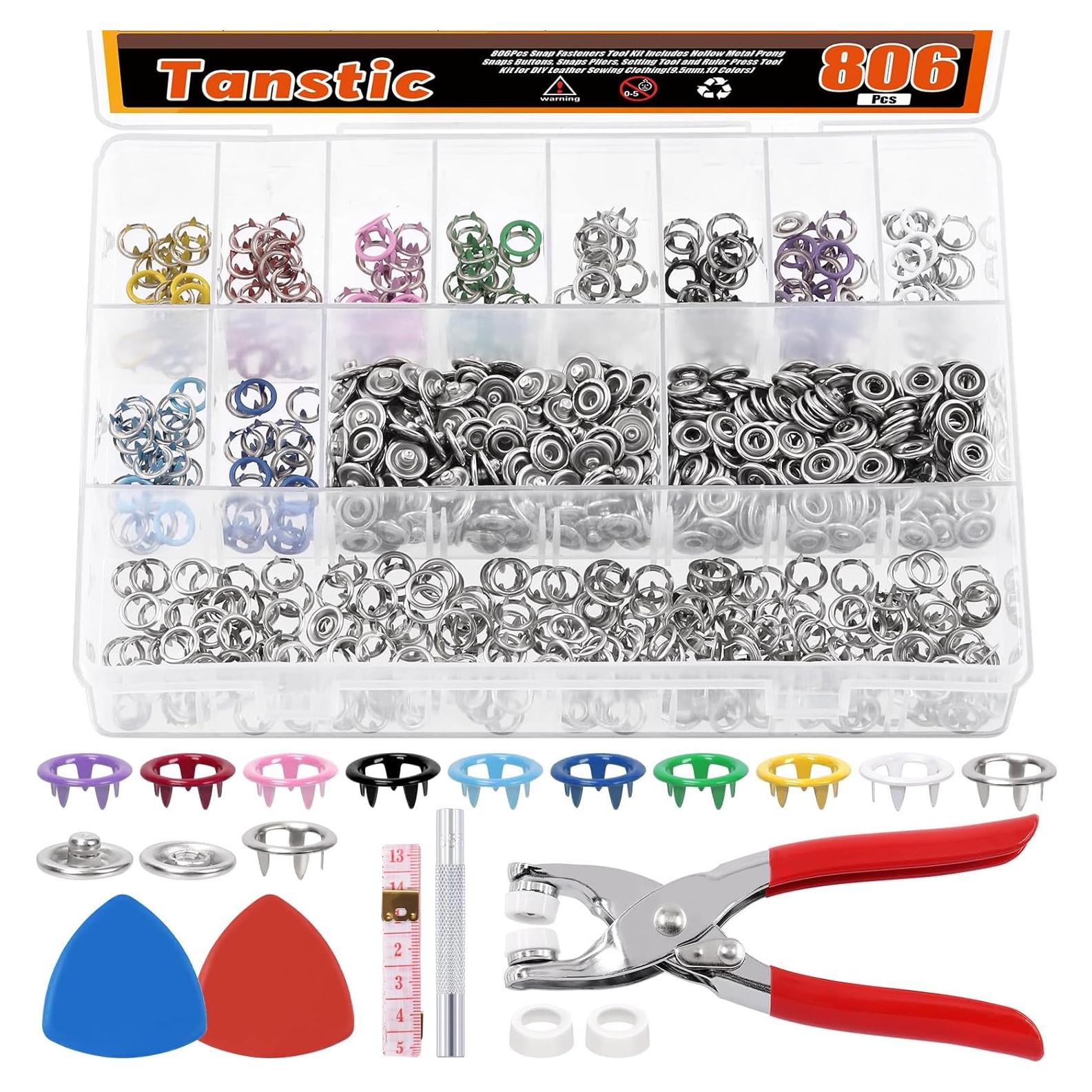 Kit de Botones a Presión Tanstic 807Pcs 9.5mm 10 Colores