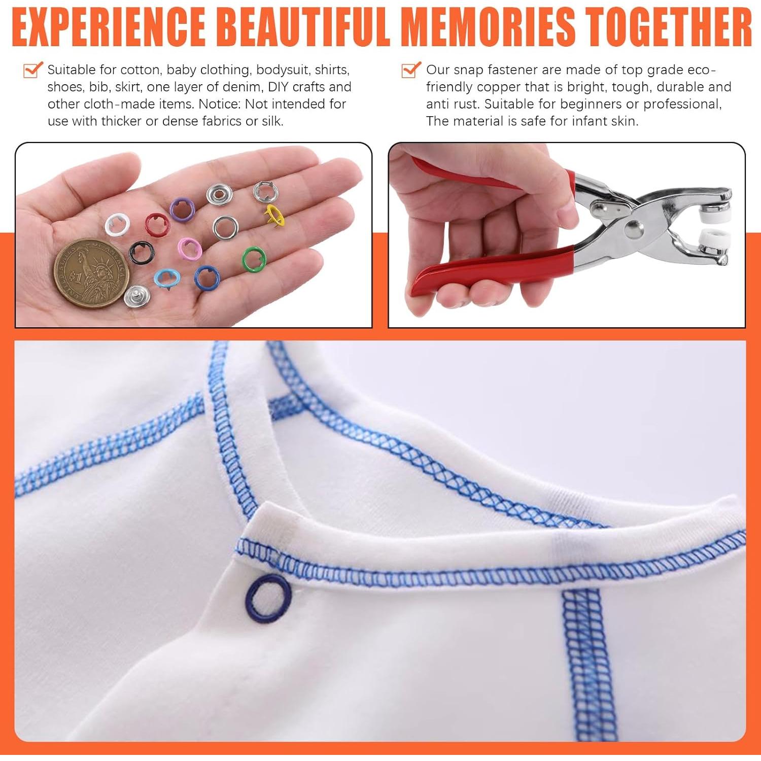 Kit de Botones a Presión Tanstic 807Pcs 9.5mm 10 Colores