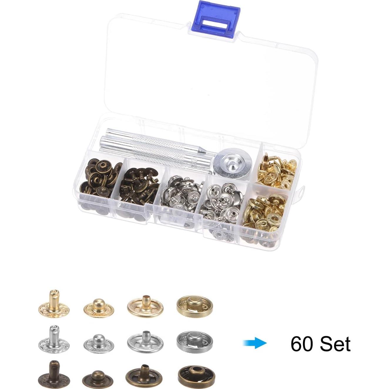Kit de 60 Botones de Presión uxcell 10mm con Herramientas