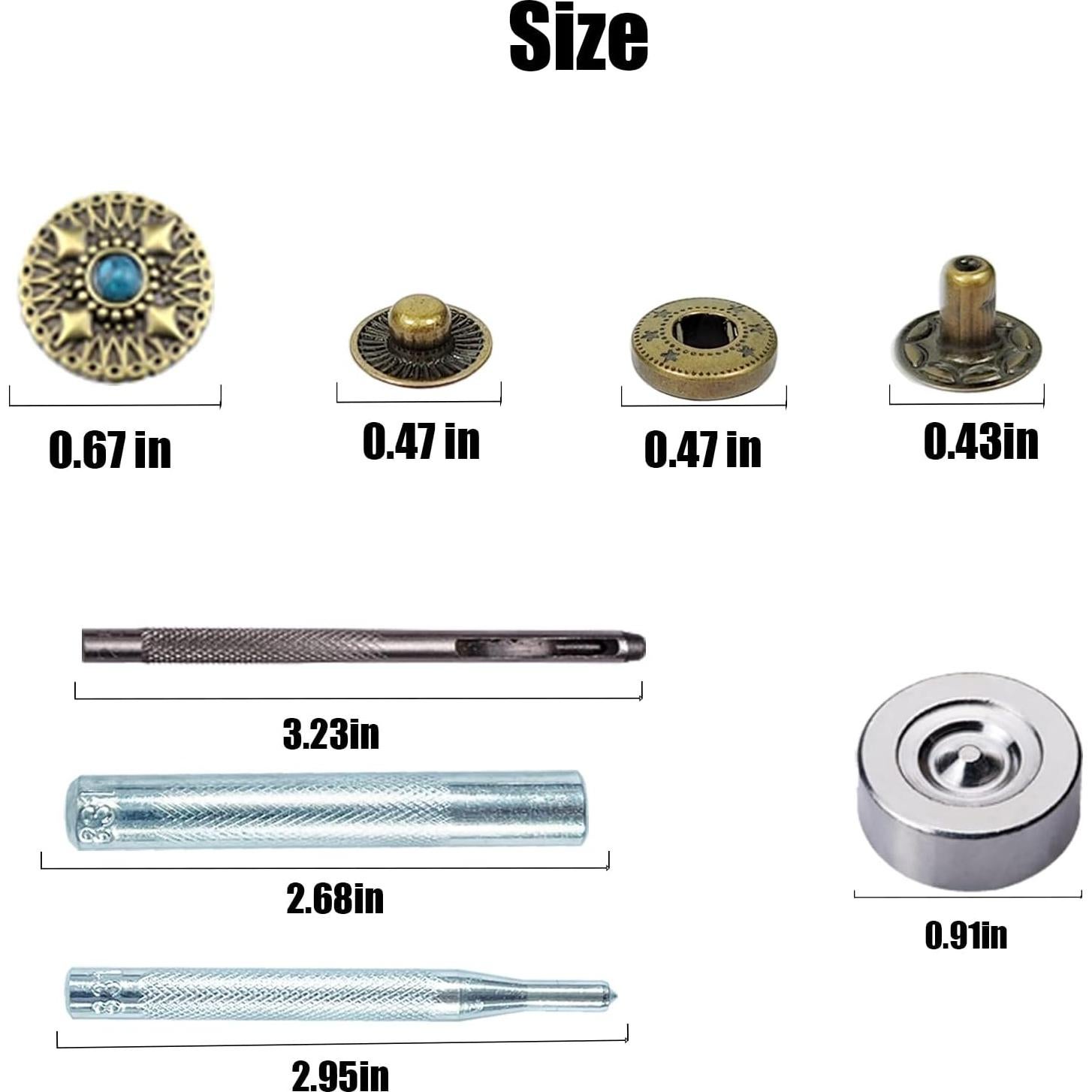 10 Juegos de Botones a Presión Wetufin 17mm Bronce Turquesa
