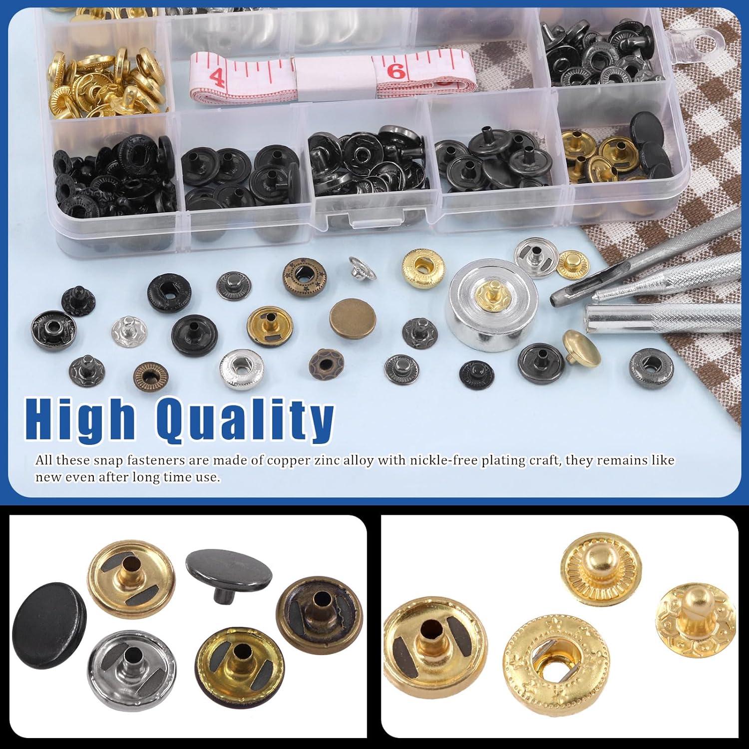 Kit de Botones a Presión de Cuero Glarks 60 Sets 12.5mm