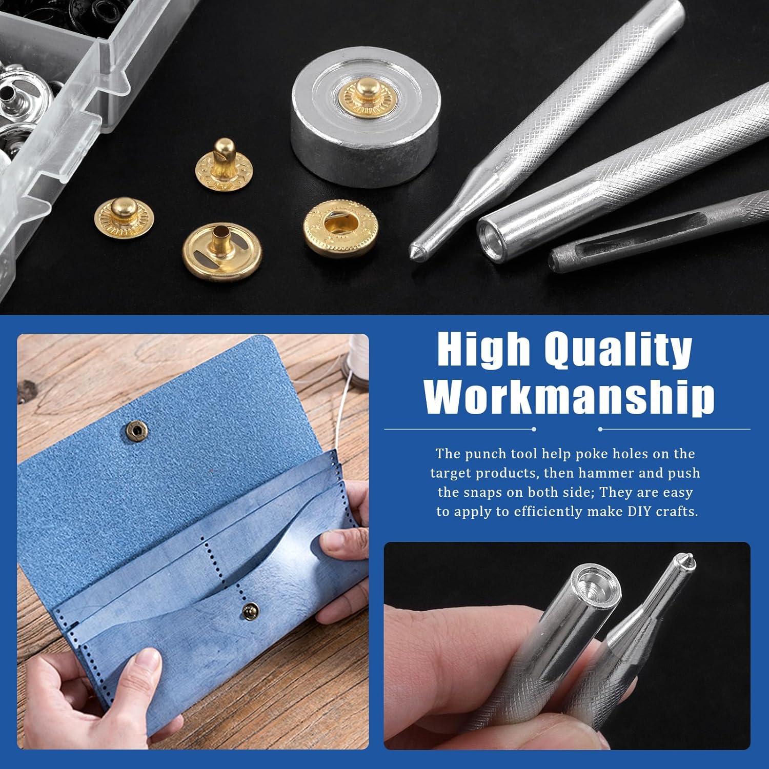 Kit de Botones a Presión de Cuero Glarks 60 Sets 12.5mm