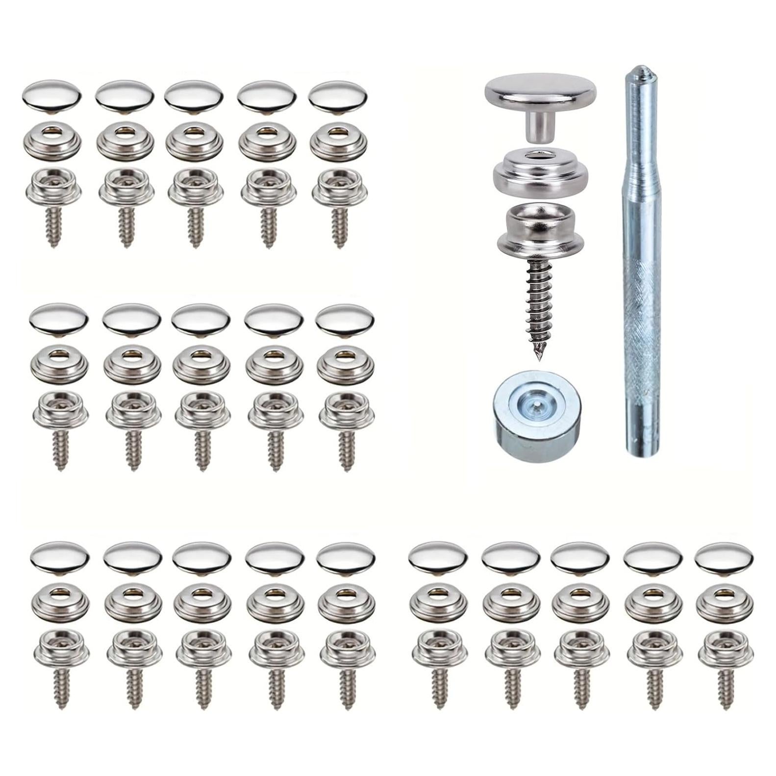 Kit de Botones de Lienzo Acero Inoxidable 60 Piezas SUN