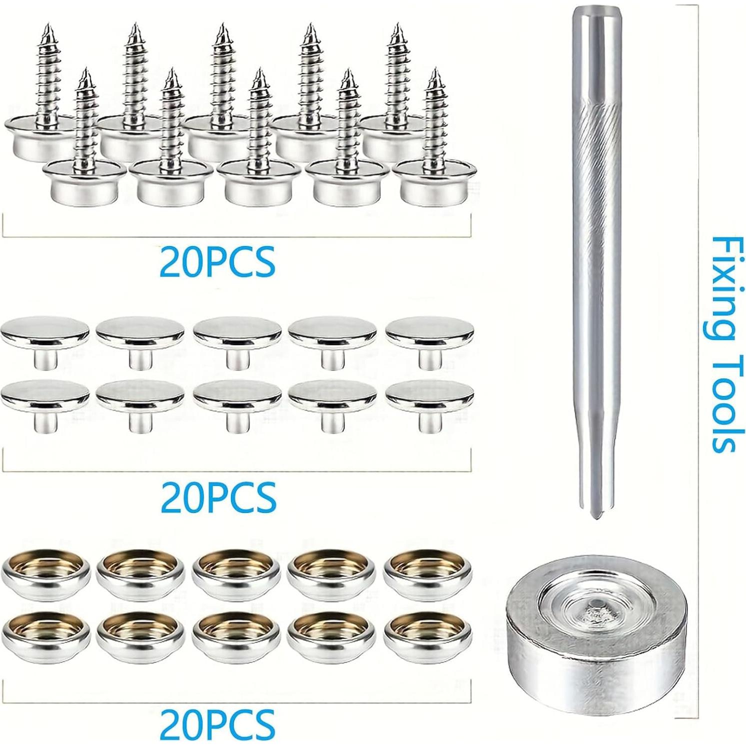 Kit de Botones de Lienzo Acero Inoxidable 60 Piezas SUN