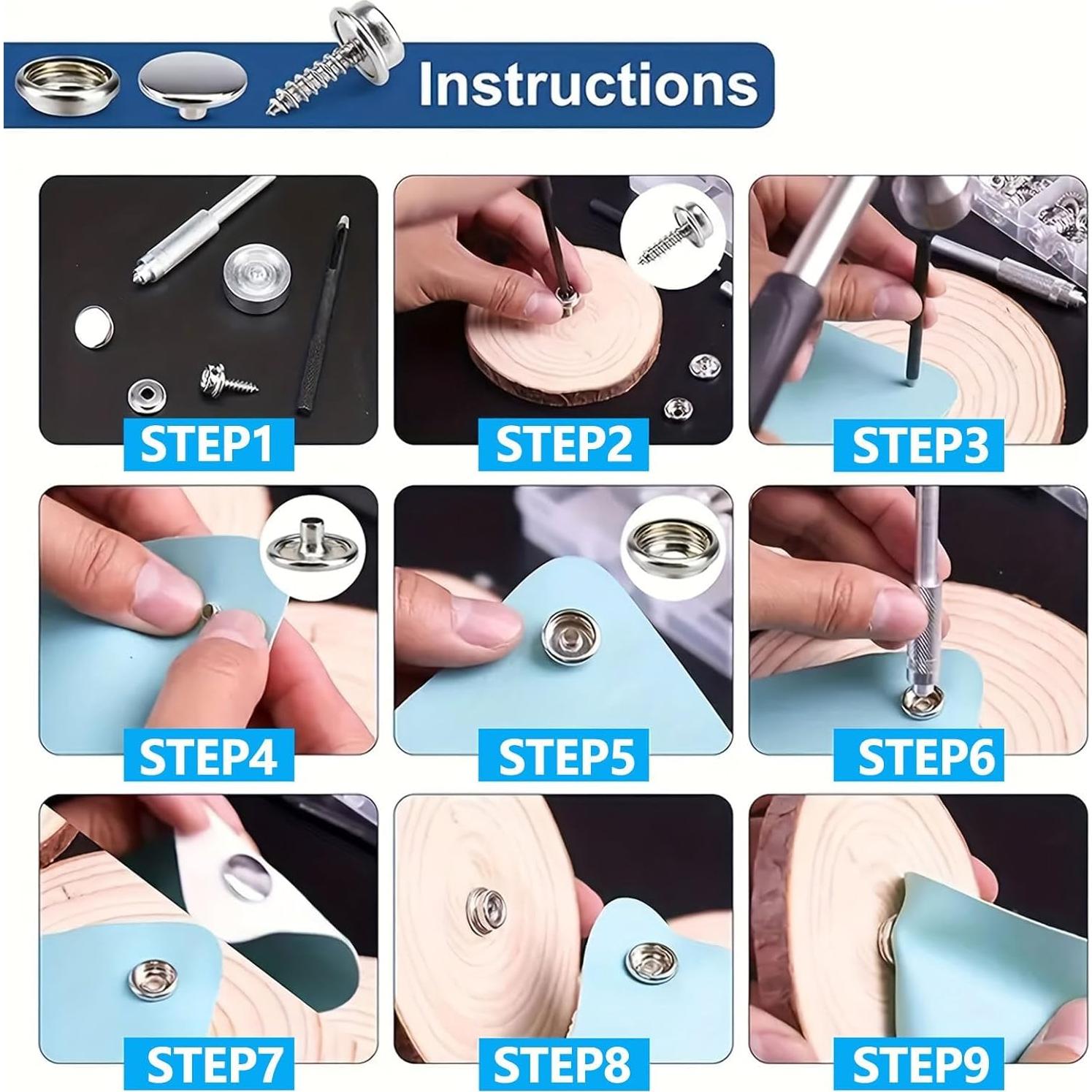 Kit de Botones de Lienzo Acero Inoxidable 60 Piezas SUN
