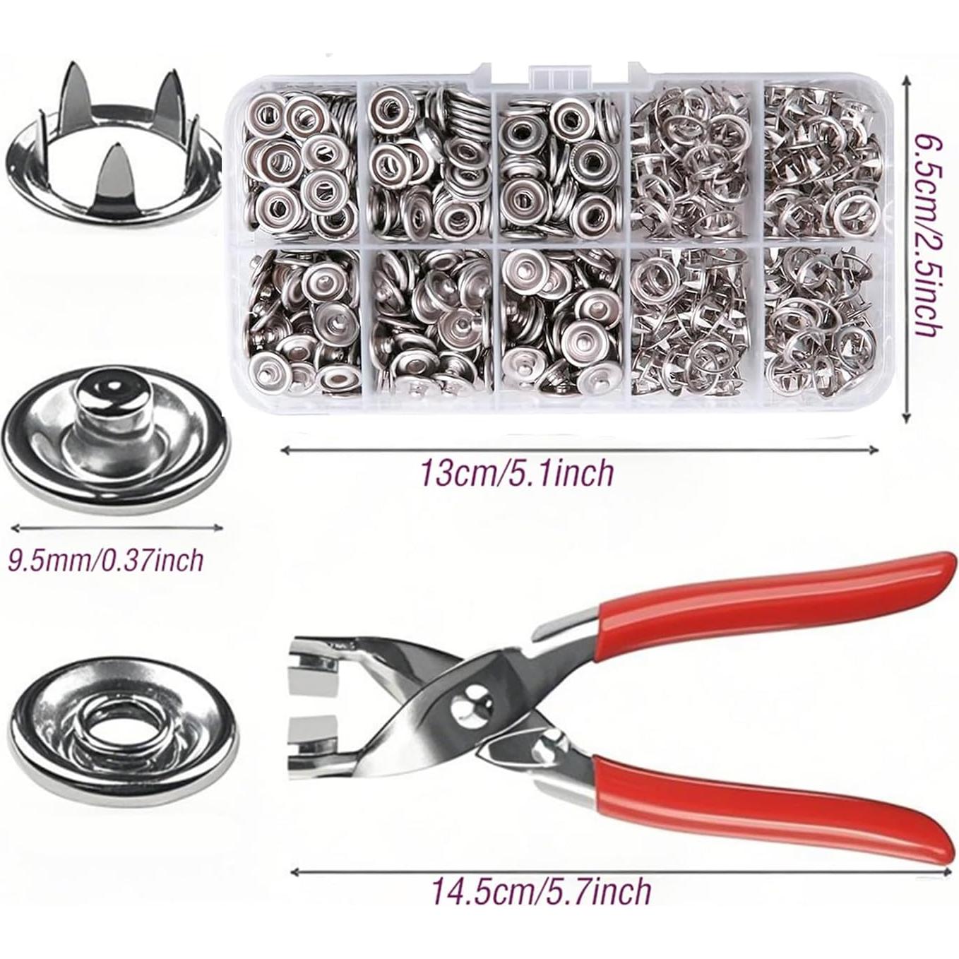 Kit de Broches a Presión ZQtyf - 100 Juegos de 9.5mm Metal