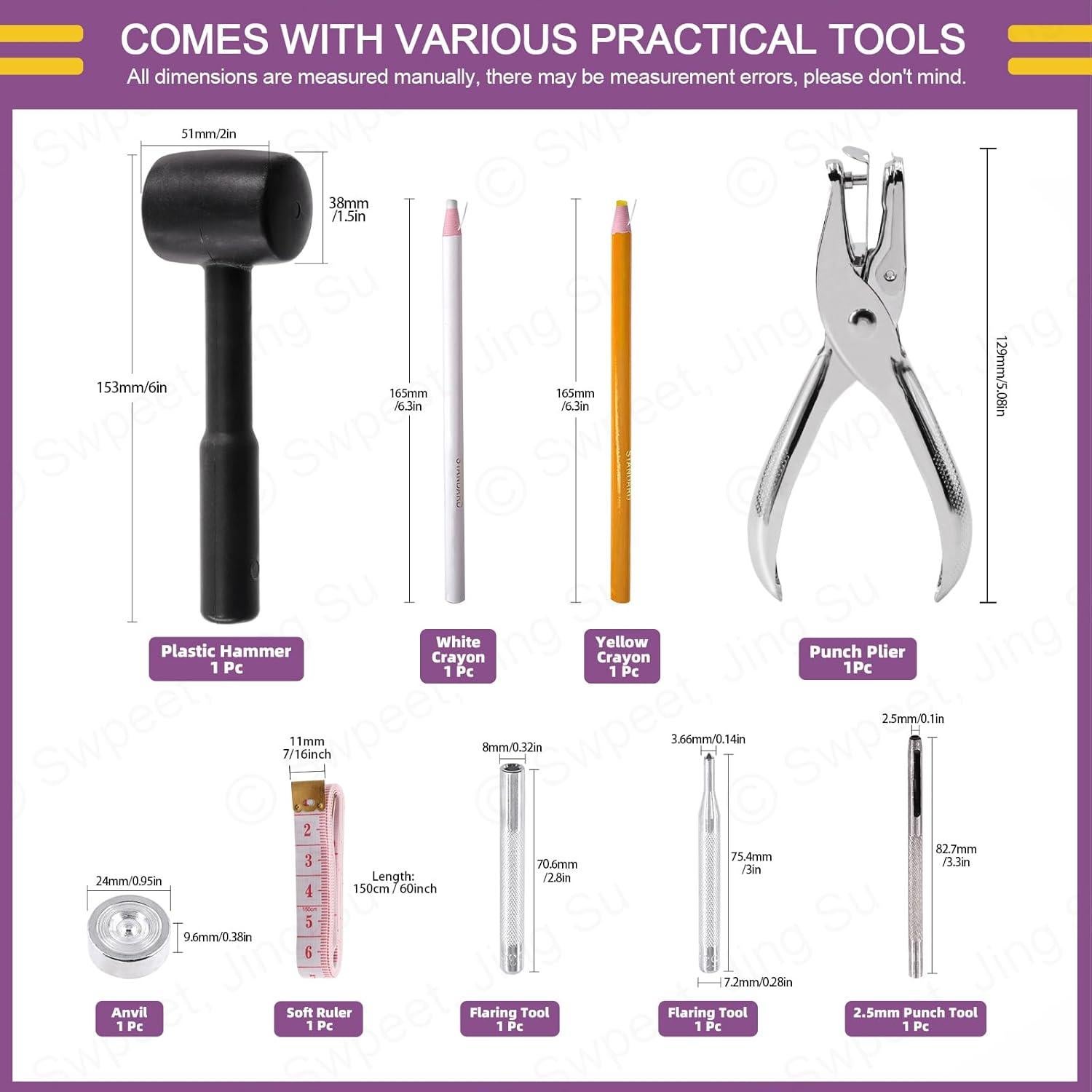 Kit de Sujetadores de Botón de Cuero Swpeet 60 Conjuntos 12.5mm