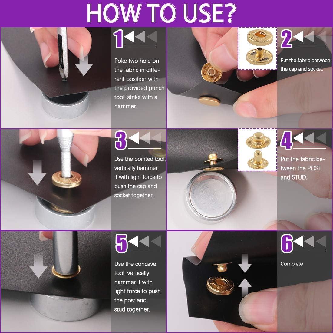 Kit de Sujetadores de Botón de Cuero Swpeet 60 Conjuntos 12.5mm