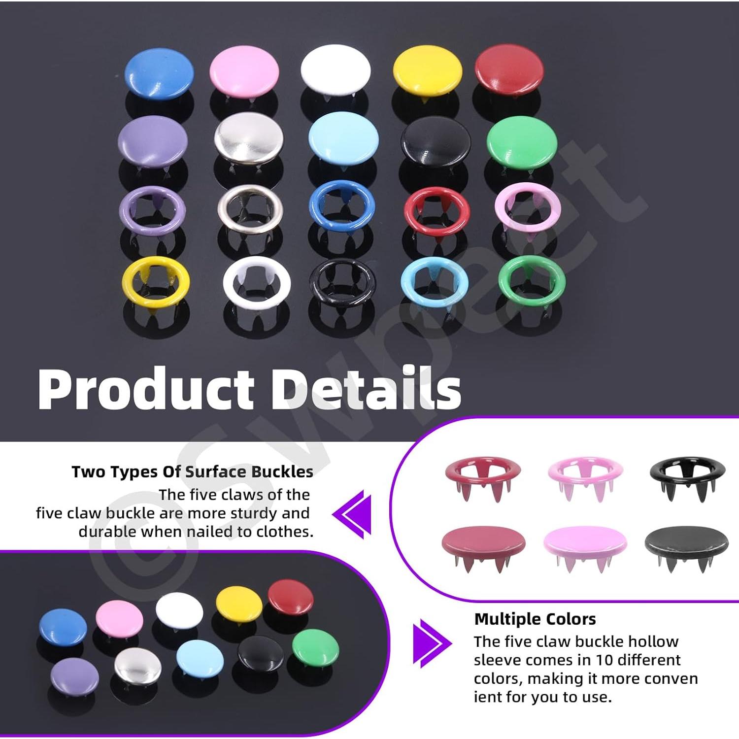 Kit de Botones de Metal Swpeet 807 Pcs 10 Colores DIY