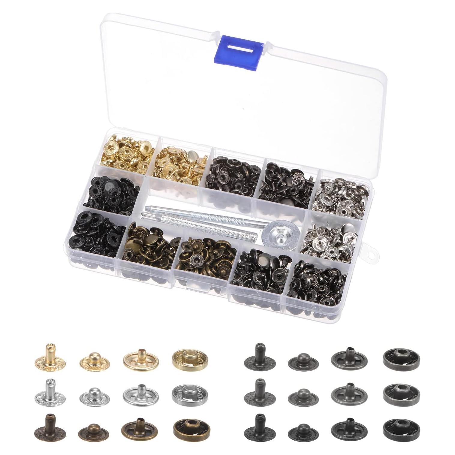 Kit de Botones de Presión uxcell 180 Juegos 10mm con Herramientas