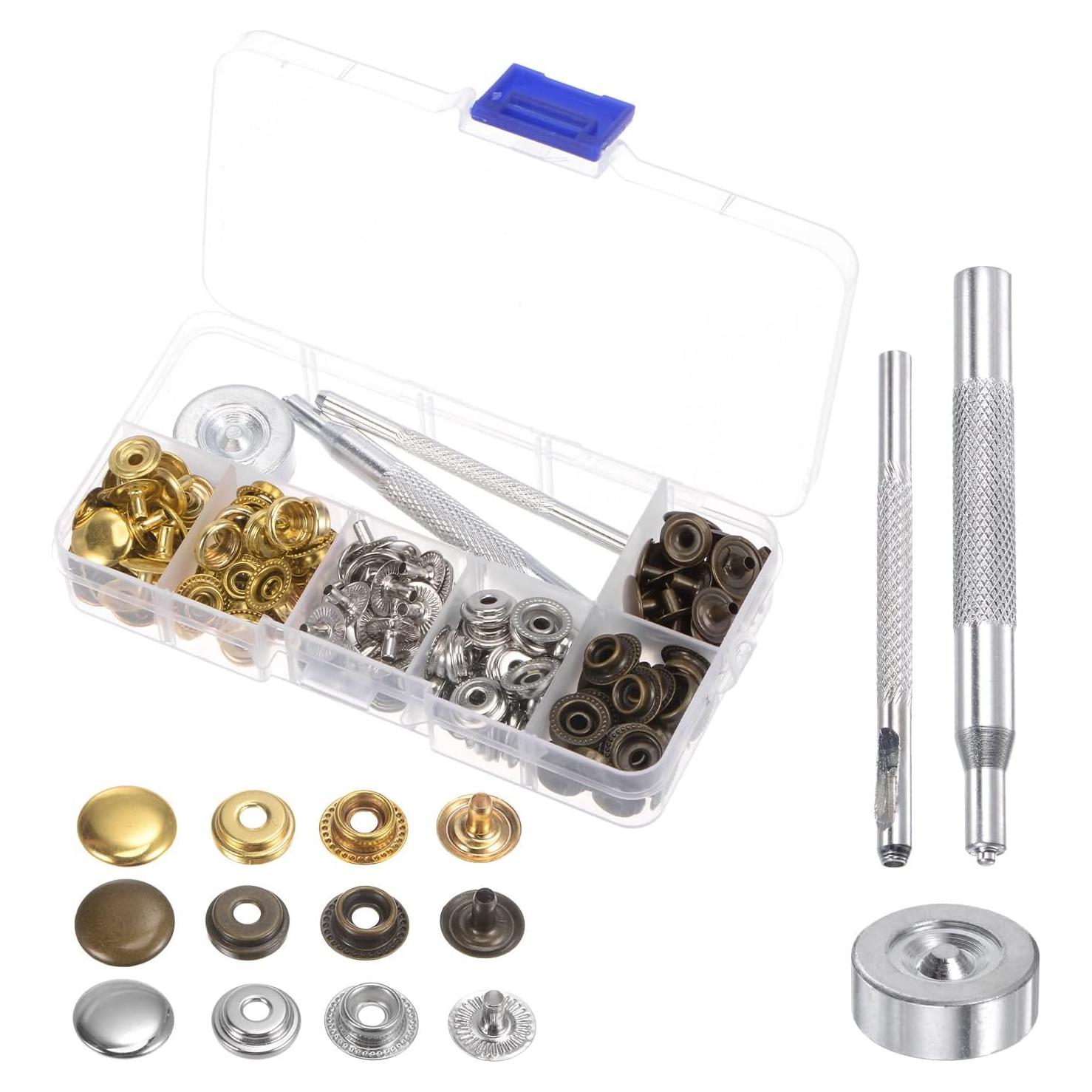 Kit de Botones de Presión HARFINGTON 45 Juegos 12mm Metal