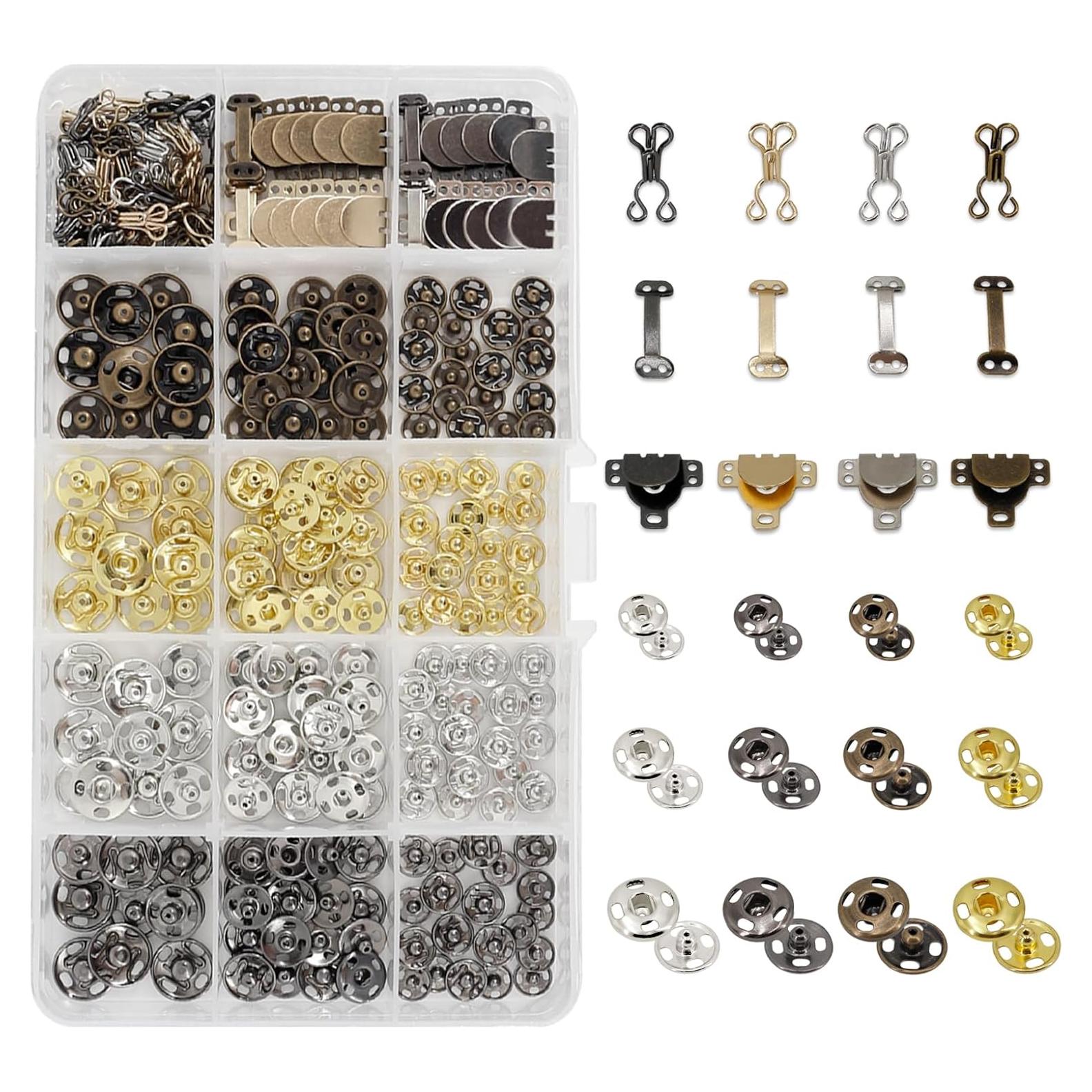 Set de 160 Ganchos y Ojos de Metal SHRJ para Coser 4 Colores