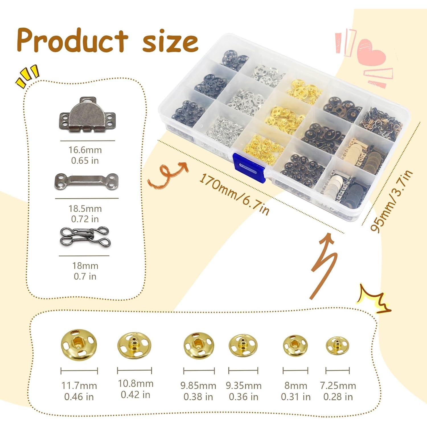 Set de 160 Ganchos y Ojos de Metal SHRJ para Coser 4 Colores