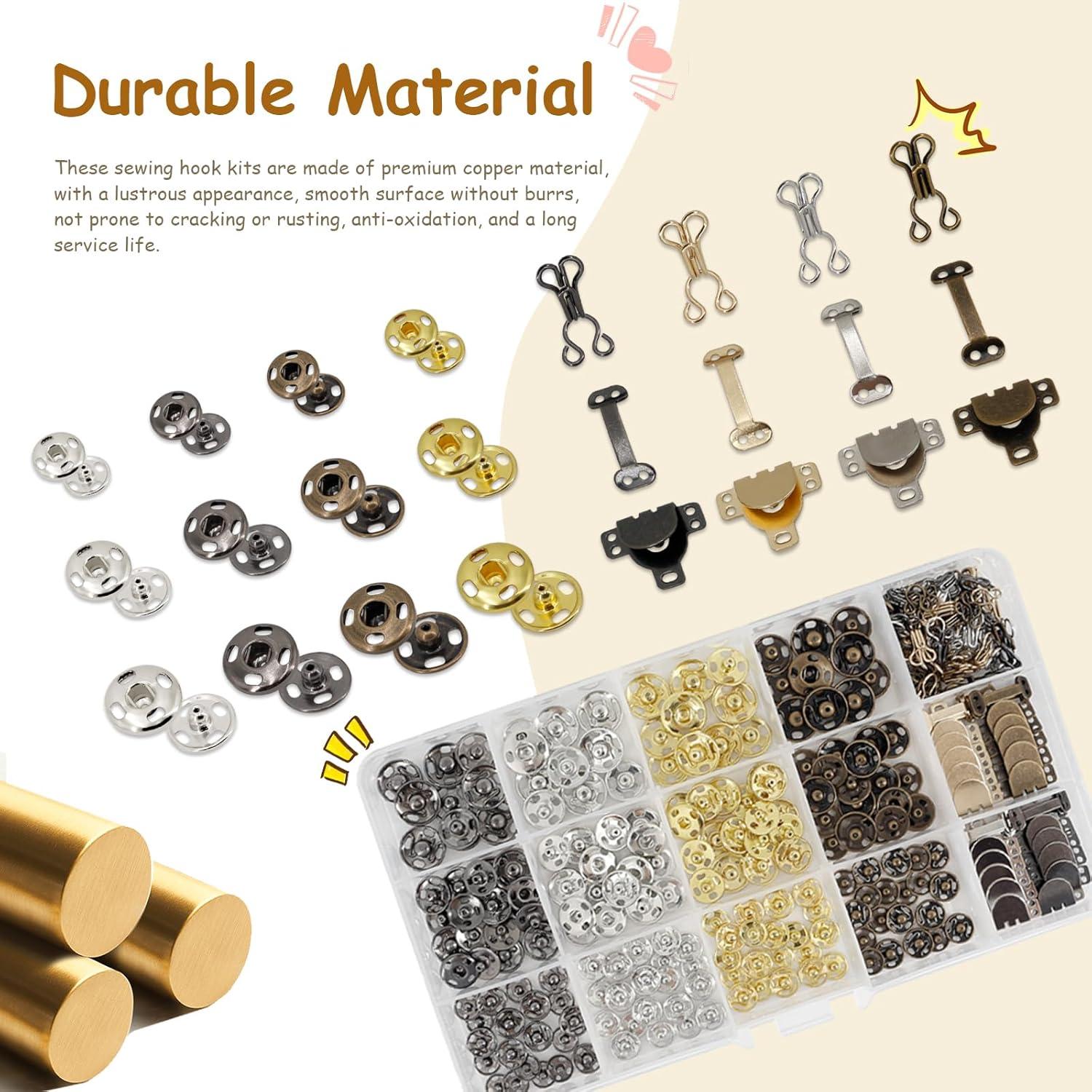 Set de 160 Ganchos y Ojos de Metal SHRJ para Coser 4 Colores