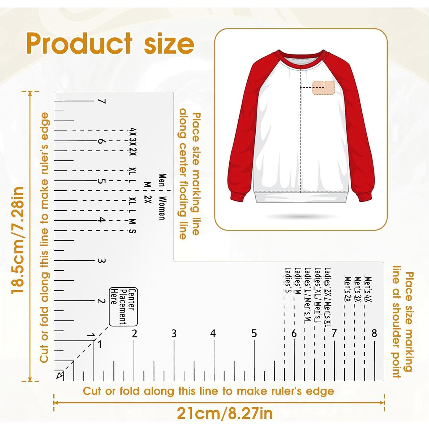 Guía de Regla para Camisetas YBEATY 21x18.5cm Alineación