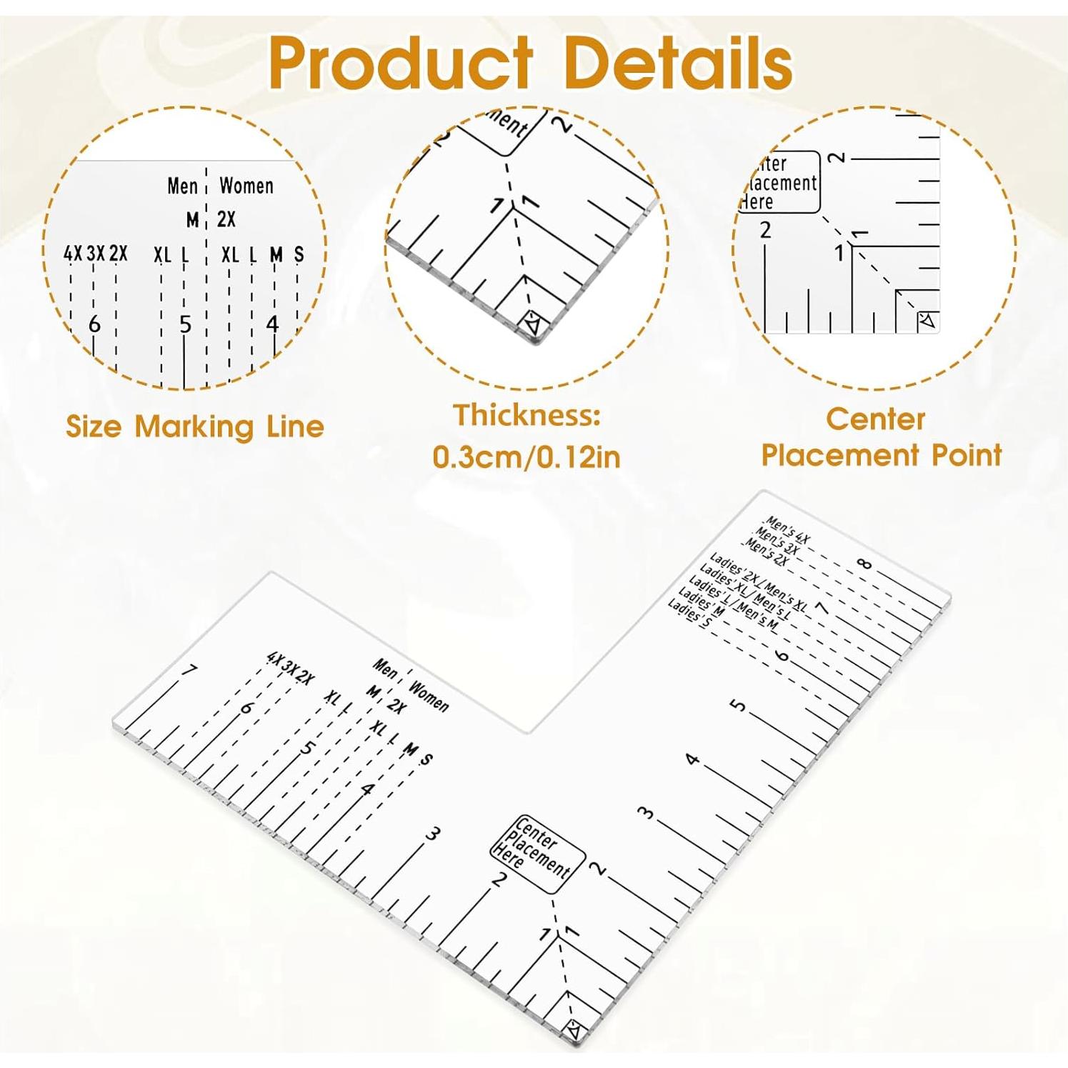 Guía de Regla para Camisetas YBEATY 21x18.5cm Alineación