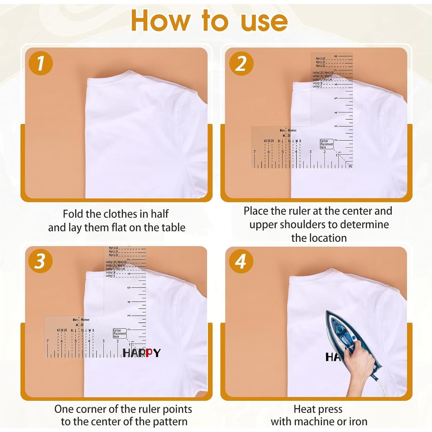 Guía de Regla para Camisetas YBEATY 21x18.5cm Alineación