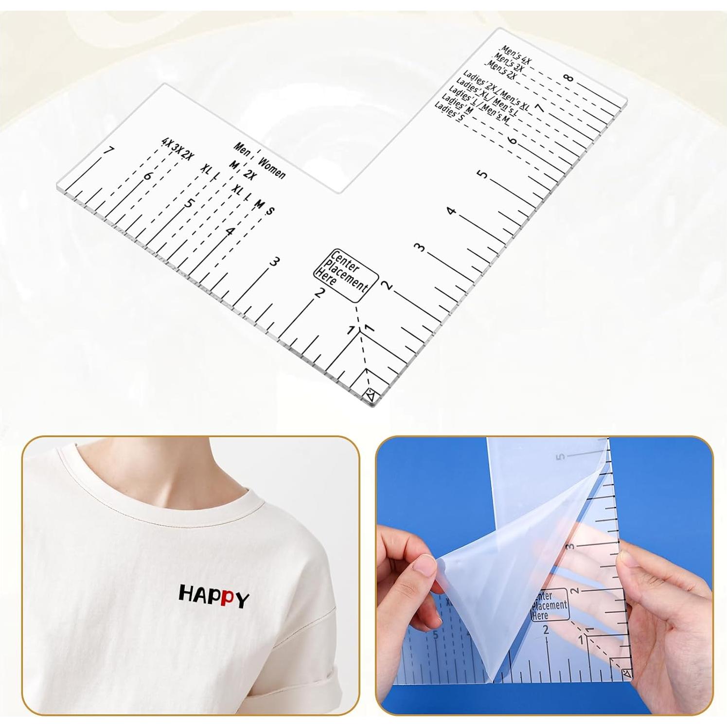 Guía de Regla para Camisetas YBEATY 21x18.5cm Alineación